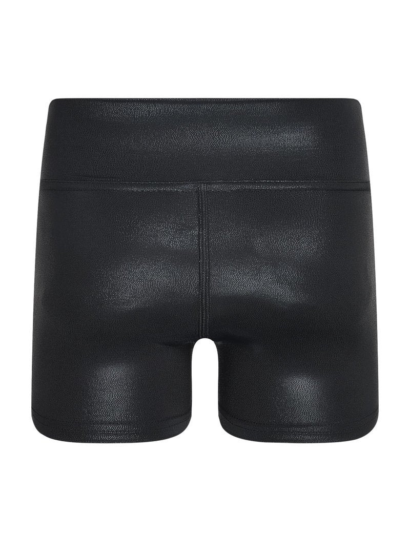 Gnainach Girls Athletic Shorts Sparkly Black Size 9-10 Years Old Stretchy High Waisted Bike Short for Kids Dance Exercise