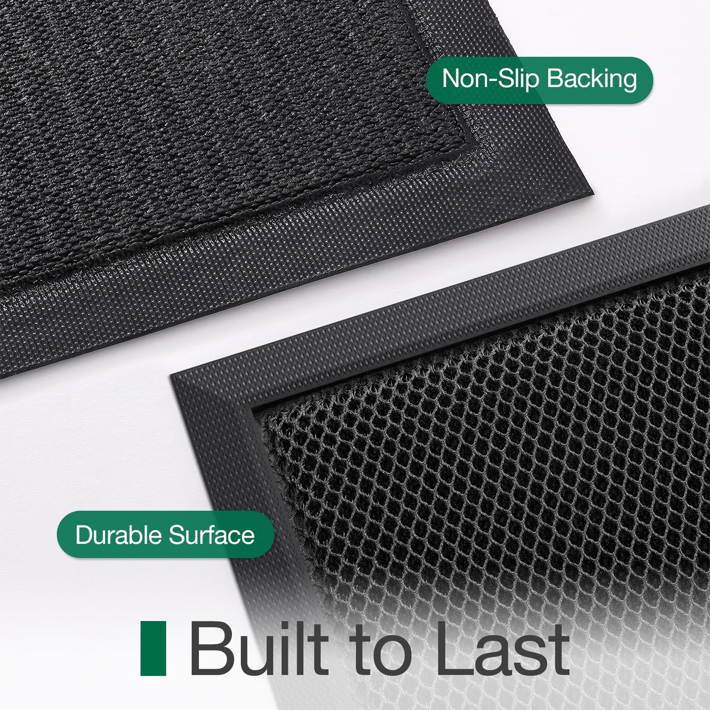LUMI Front Door Mat for Outside Entrance 32''x47'', Heavy-Duty Dirt-Trapping Doormat with Durable Non-Slip Rubber Backing, Stain & Fade-Resistant Entry Mats, Black