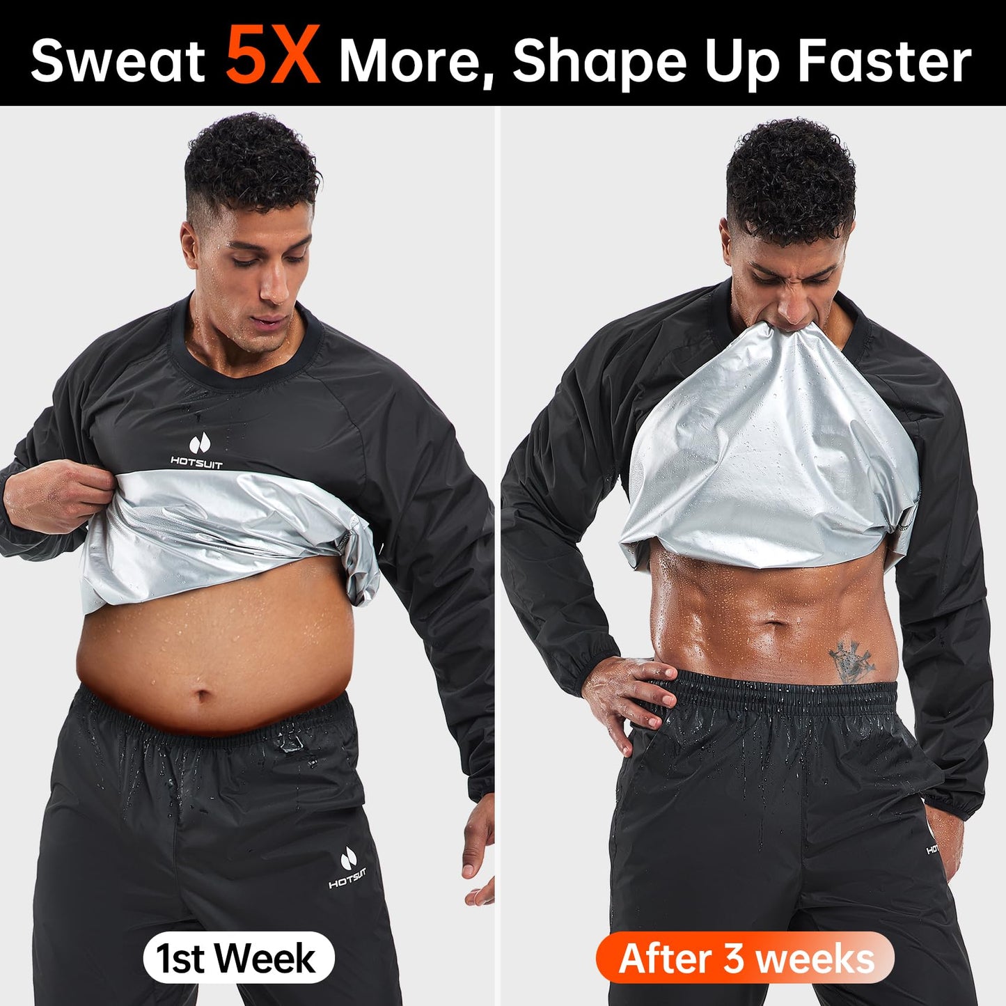 HOTSUIT Sauna Suit Men Anti Rip Sweat Suits Gym Boxing Workout Jackets Pants