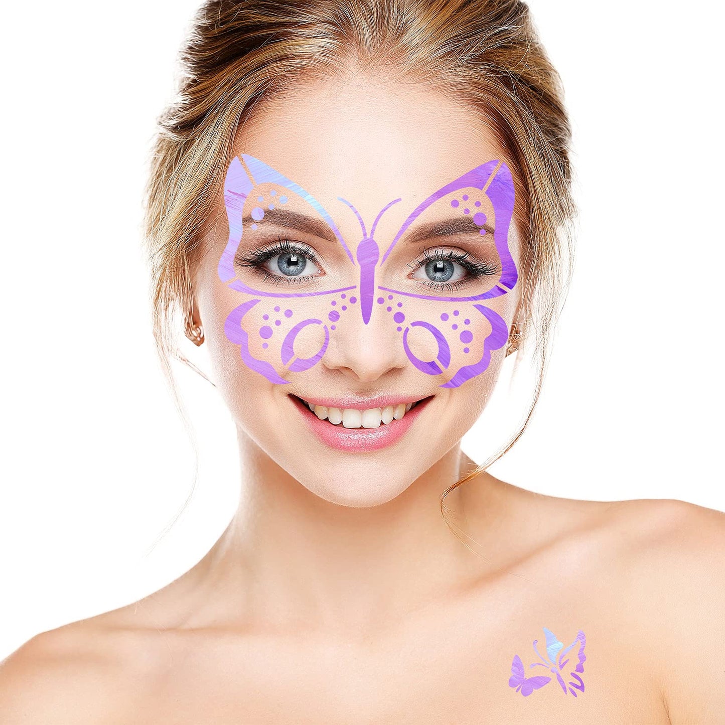 Containlol 40 Pcs Halloween Face Paint Stencils Face Painting Kit Include 30 Pumpkin Paint Stencils Masquerade Painting Stencil Bat Face Stencils 10 Paint Brushes for Face Drawing Makeup Holiday Party