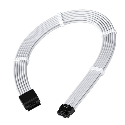 EZDIY-FAB 16pin (12+4) 12VHPWR PCIe 5.0 GPU Power Sleeved Cable Extension, Male to Female, Compatible with RTX 5080, 5070, 4090, 4080, 4070,16AWG with Cable Combs-White