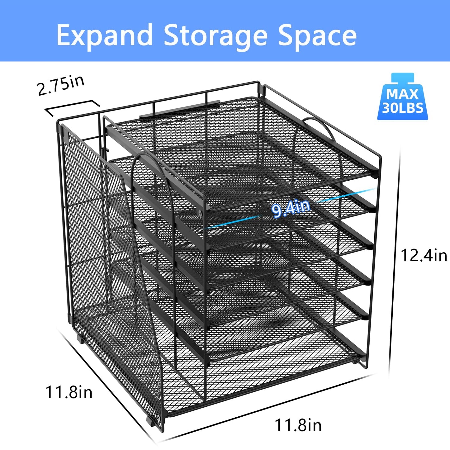 gianotter Desk Organizers and Accessories, 6-Tier Paper Organizer with File Holder, Document Organizer, Office Decor, Home Office Essentials(Black)