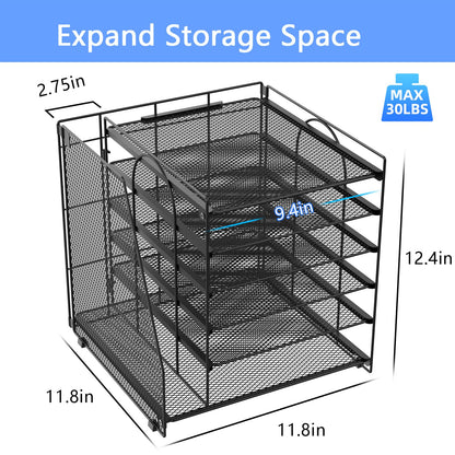 gianotter Desk Organizers and Accessories, 6-Tier Paper Organizer with File Holder, Document Organizer, Office Decor, Home Office Essentials(Black)