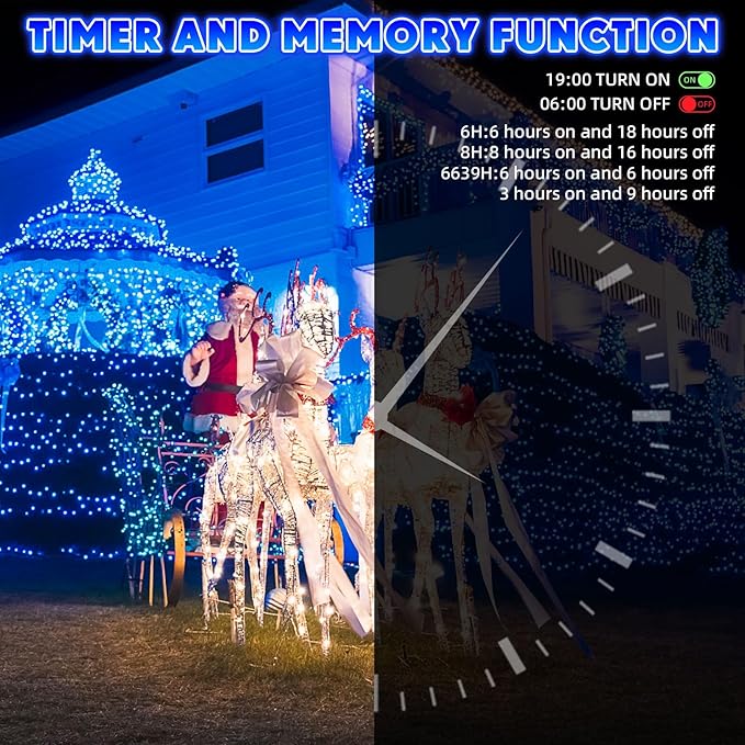 66 Ft 640 LED Christmas Icicle Lights Extra Long 8 Modes Waterproof Icicle String Light with 120 Drops, Fairy Hanging Lights Decor with Remote for Xmas Wedding Indoor Outdoor Blue