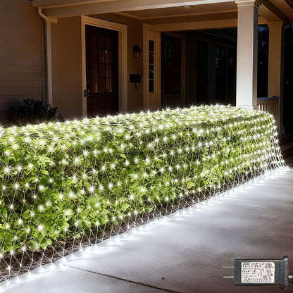 LitHome 14.8FT x 5FT Christmas Net Lights, 300 LED Net Lights Outdoor Mesh Light with 8 Modes, Connectable Waterproof Cool White Christmas Mesh Light for Bushes, Garden, Backyard, Xmas, Holiday Decor