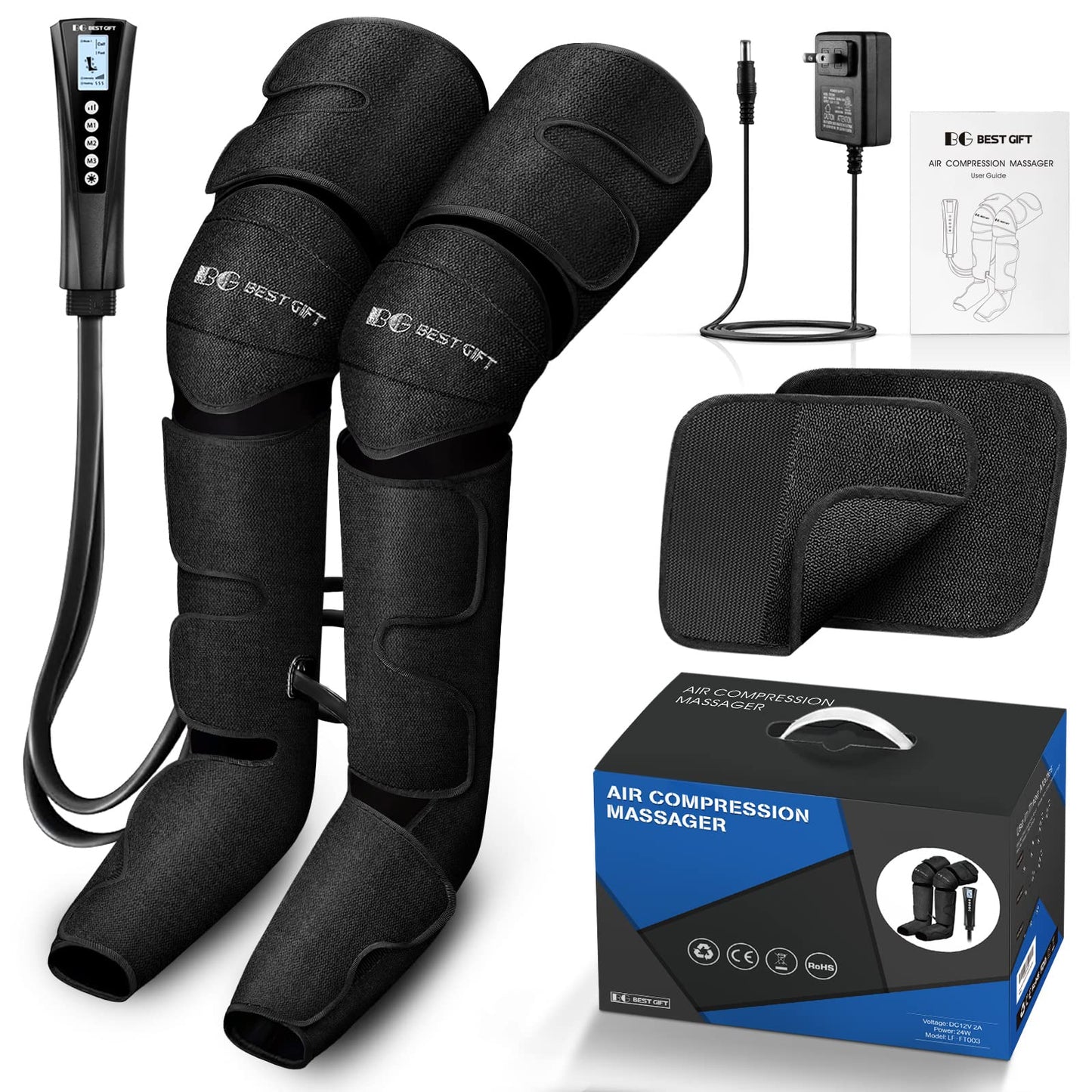 Gifts for Mom, Dad, Men, Women & Loved Ones – Air Compression Leg Massager with Heat – Ideal for Christmas, Mother Day & Father Day – Relieves Muscle Fatigue for Feet, Legs, Calves, Thighs, and Knees