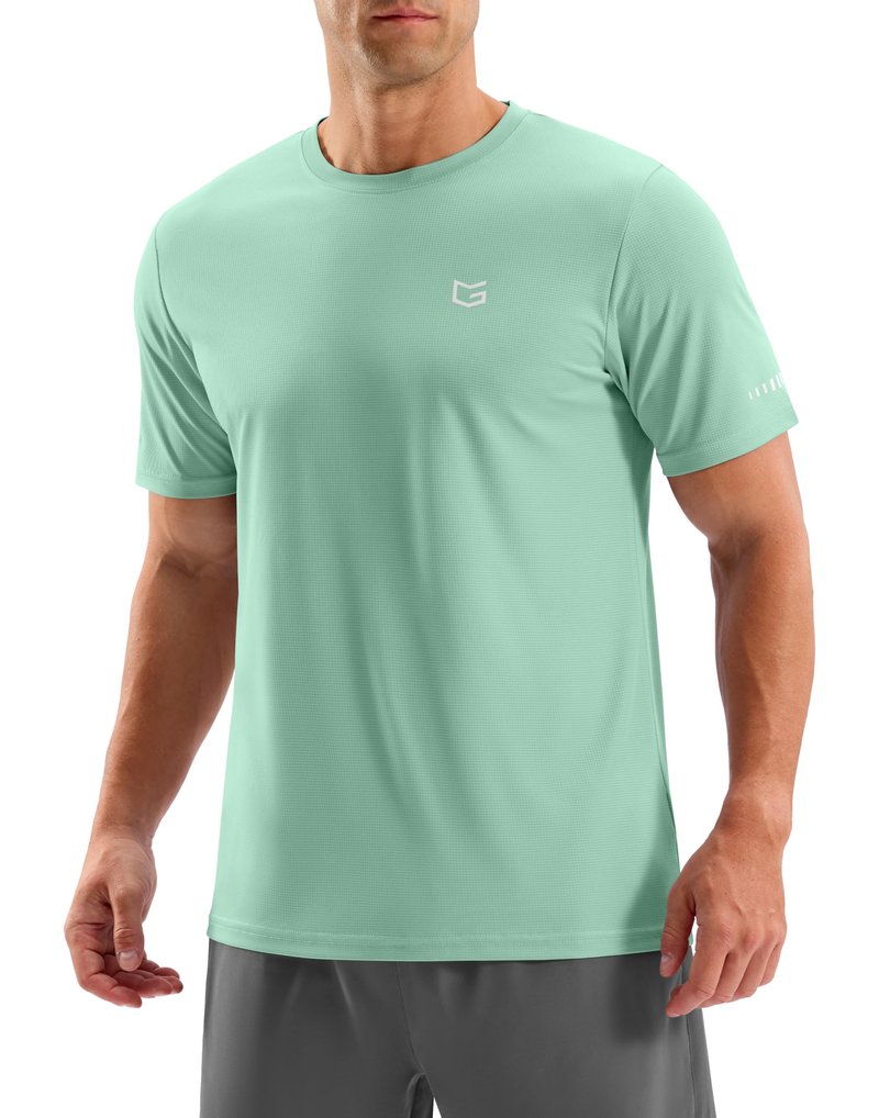 Men's Workout Breathable T-Shirts Dry Fit UPF 50+ Sun Shirts Quick Dry Cooling Tee for Athletic, Running, Hiking (Light Pea Green, 3XL)