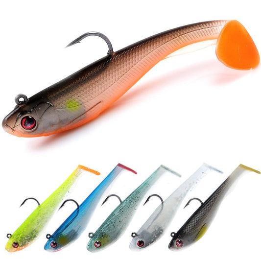 EXAURAFELIS 6Pcs Pre-Rigged Paddle Tail Swimbaits, Soft Shadtale Lures with Jig Heads, Vibrating Sinking Lures for Bass, Trout, Walleye, Pike, Muskie, Crappie, Freshwater & Saltwater Jigging Bait
