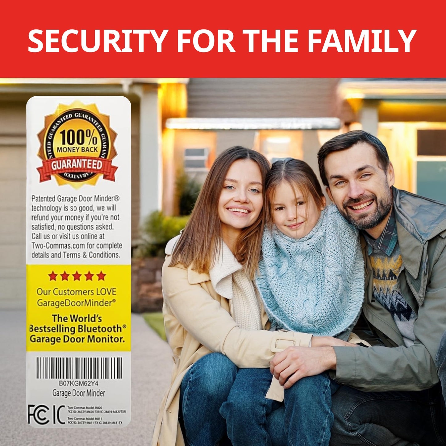 Garage Door Minder® Version II. 100% Wireless. Installs in Two Minutes! No Wi-Fi. in-Home Monitor & Alert System. Great for Seniors!