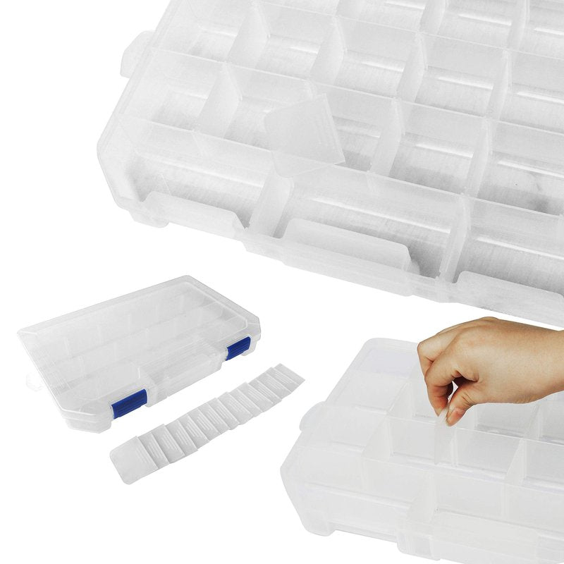 Large Plastic Tackle Box Storage Organizer Box 3700 with adjustable dividers 4 PACK tackle tray