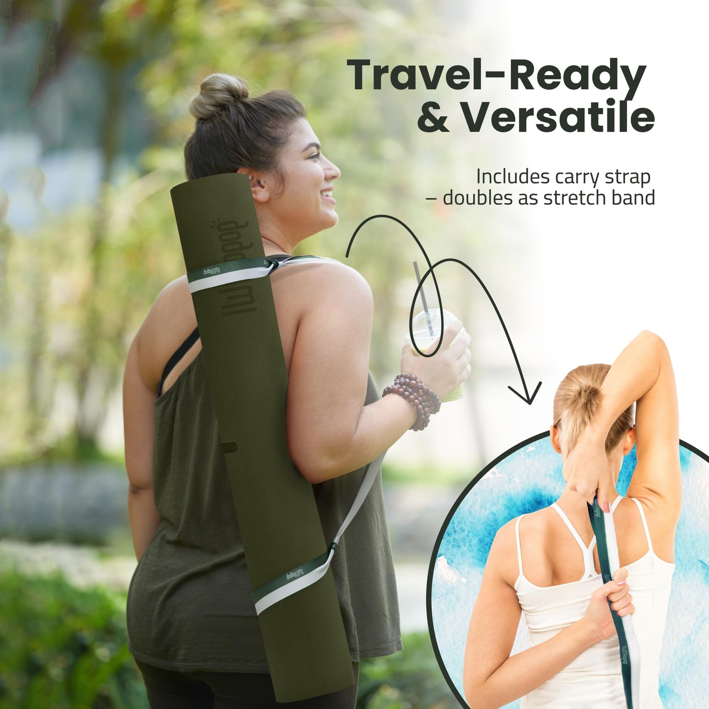 Gogokiwi Extra Wide Yoga Mat for Men Women (72"L x 36"W) Non Slip Fitness & Exercise Mat with Alignment Marks for Yoga, Pilates, Floor Workouts (Olive Green, Standard (1/4 inch Thick))