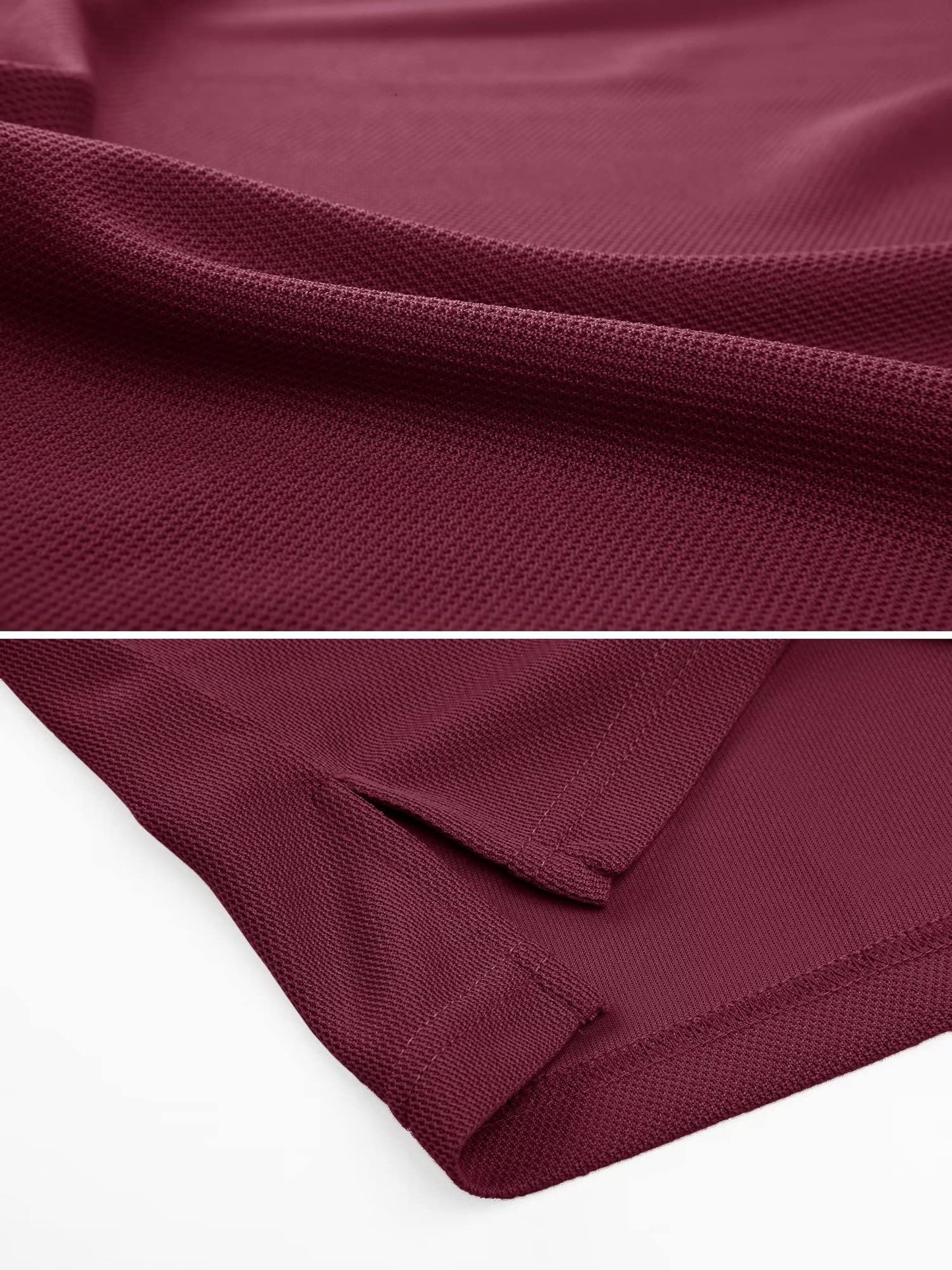 MAGCOMSEN Polo Shirts for Men Golf Shirts Quick Dry Collared Short-Sleeve Work Polo Performance Shirt Wine Red L