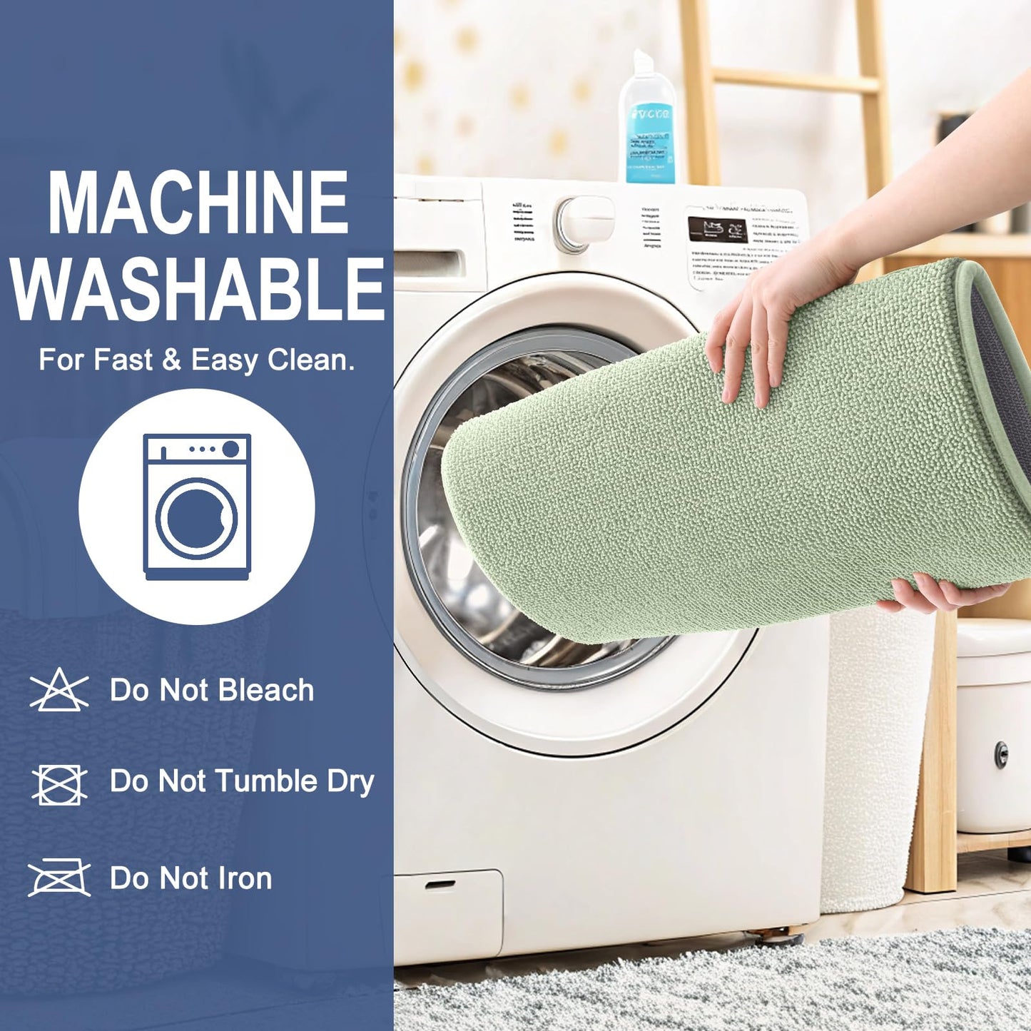 OLANLY Thick Memory Foam Bathroom Runner Rugs 47x17, Extra Soft Absorbent Long Bath Rug, Quick Dry, Non-Slip, Machine Washable Bath Mat for Bathroom, Tub and Shower, Home Decor Accessories, Sage Green