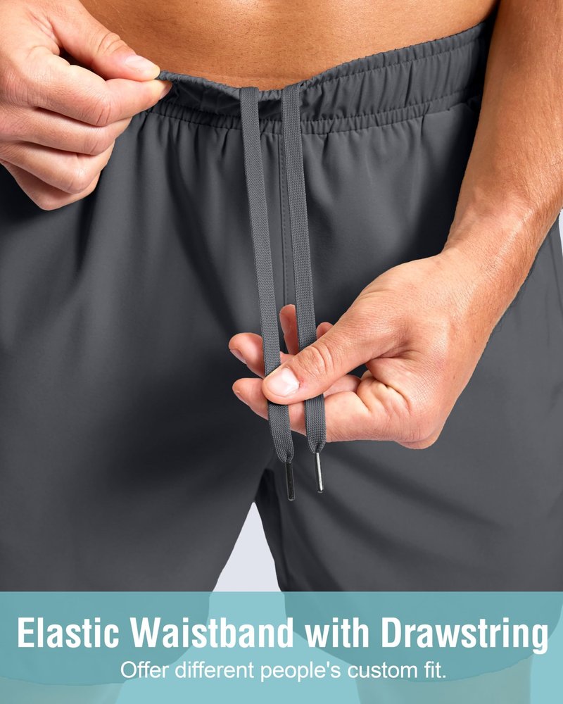 G Gradual Men's Athletic Running Shorts with Zipper Pockets Quick Dry 7"/ 5"/ 9" Workout Gym Shorts for Basketball Hiking(Dark Grey,5XXXL)