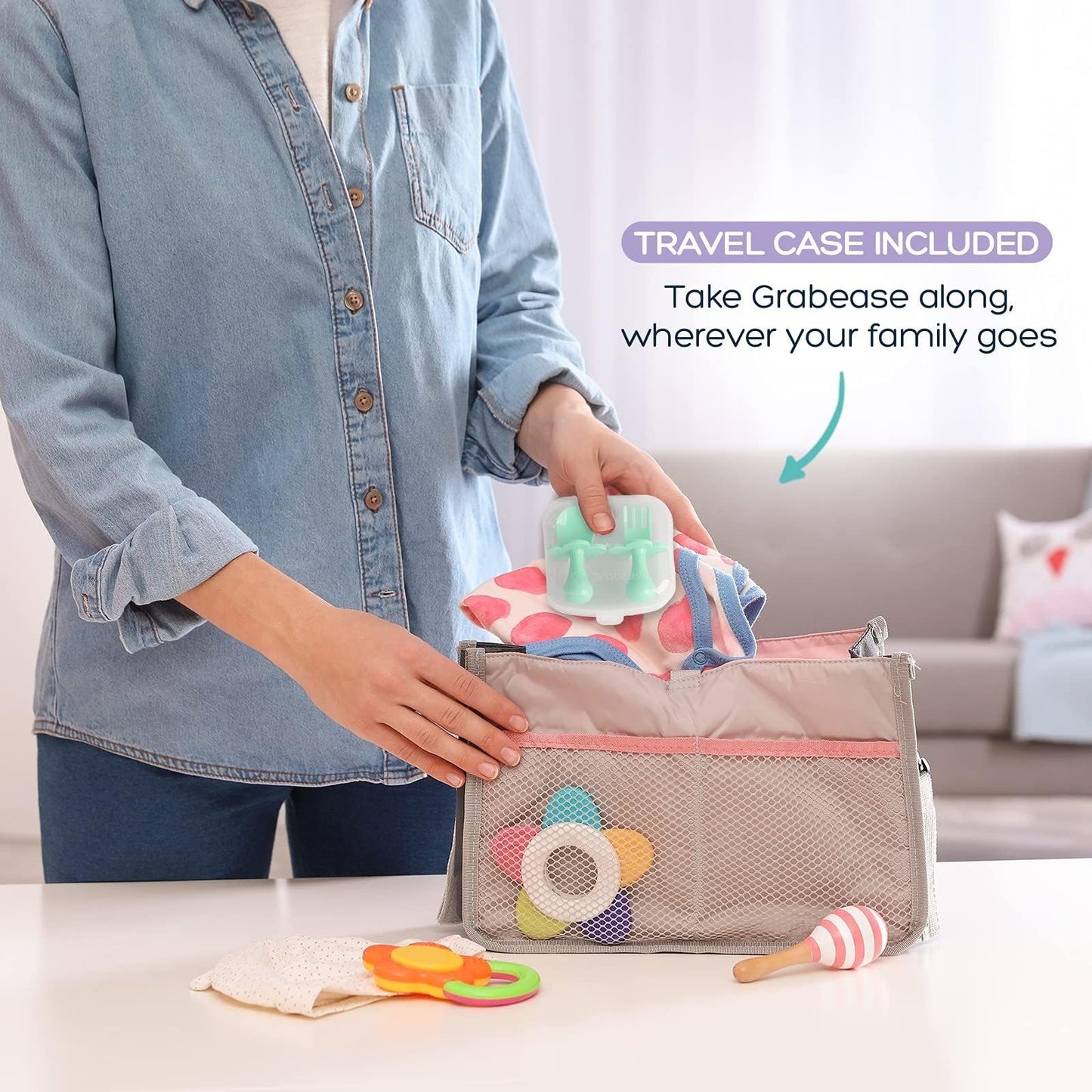 Grabease Baby & Toddler Spoons - Silverware, Utensils, BPA-Free & Phthalate-Free - 1 Set, Mint Baby Spoons - Toddler Utensils 1 Year Old