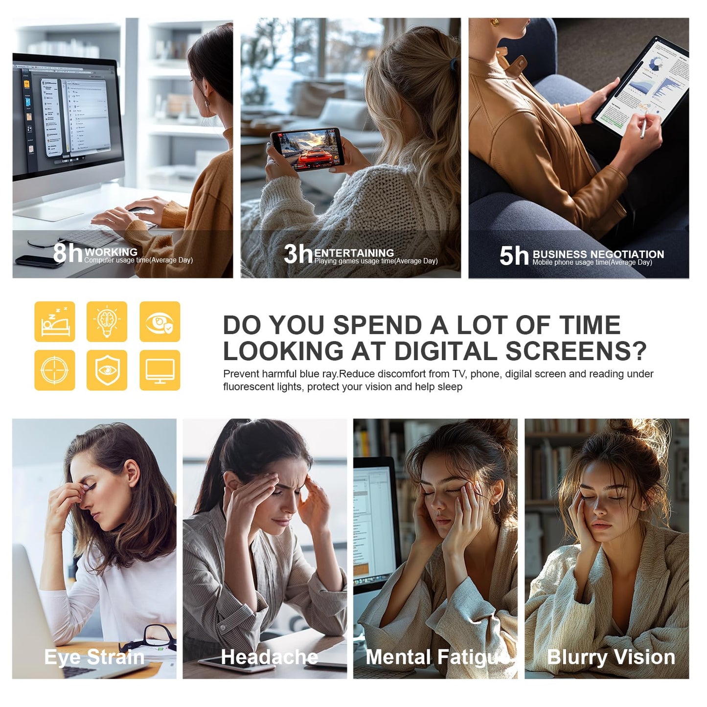 hunsquer Blue Light Glasses for Woman/Men Computer Blue Light Glasses