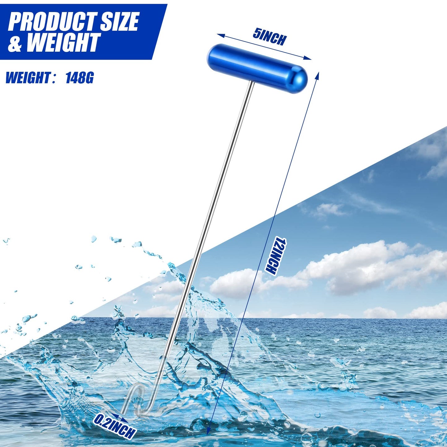 Sotiff 2 Pcs 12 in Stainless Steel Fish Hook Remover Tools Summer Fishing Hook Quick Removal Device Saltwater Dehooker Aluminum and Fish Dehooker for Fisherman(Blue)