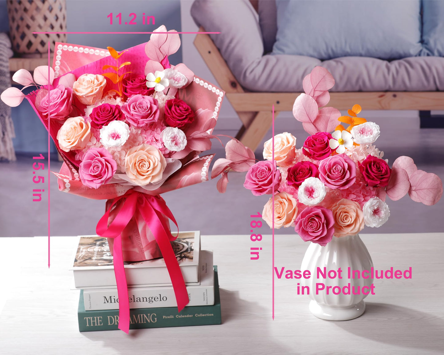 lovenfold Flowers for Delivery,Preserved Flowers Bouquets,Purple Rose Bouquets That Last 1-3 Years,Birthday Flowers Gifts for Women Mom Grandma Wife Friends
