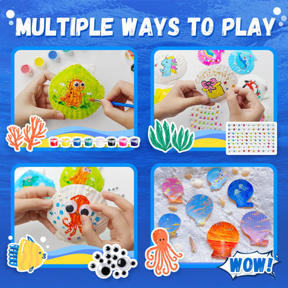 Eleanore's Diary Kids Sea Shell Painting Kit, Arts & Crafts Painting Gifts for Boys Girls, DIY Creative Craft Activities Toys for Age 5 6 7 8 9 10 11 12 Year Old, Birthday Easter Rainy Day Gifts