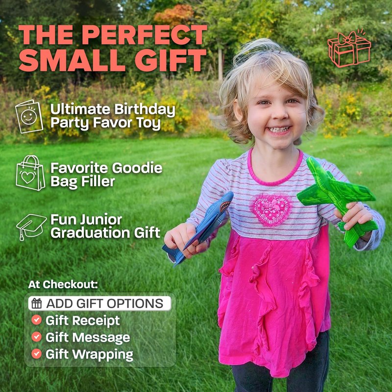 Foam Airplane - Best Outdoor Toys for Kids 3 4 5 6 7 8 9 + Year Old Boys - Best Toy Stuffers Gift & Boy Toddler Toys & Airplane Gift Idea - Gifts for Boys Toys Age 4-6 & Summer Party Favors