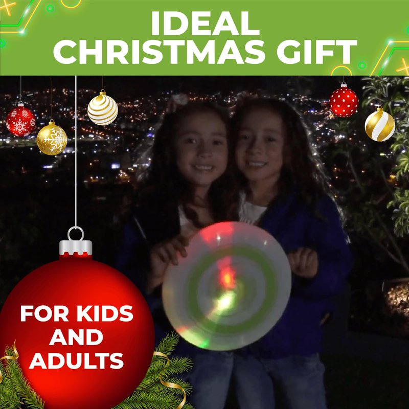 Toysery Light Up Flying Disc - LED Frisbee, Glow in the Dark, Easy to Use, Ideal Camping Game, Fun Outdoor/Indoor Birthday Toys for Boys/Girls/Kids/Adults, 175g