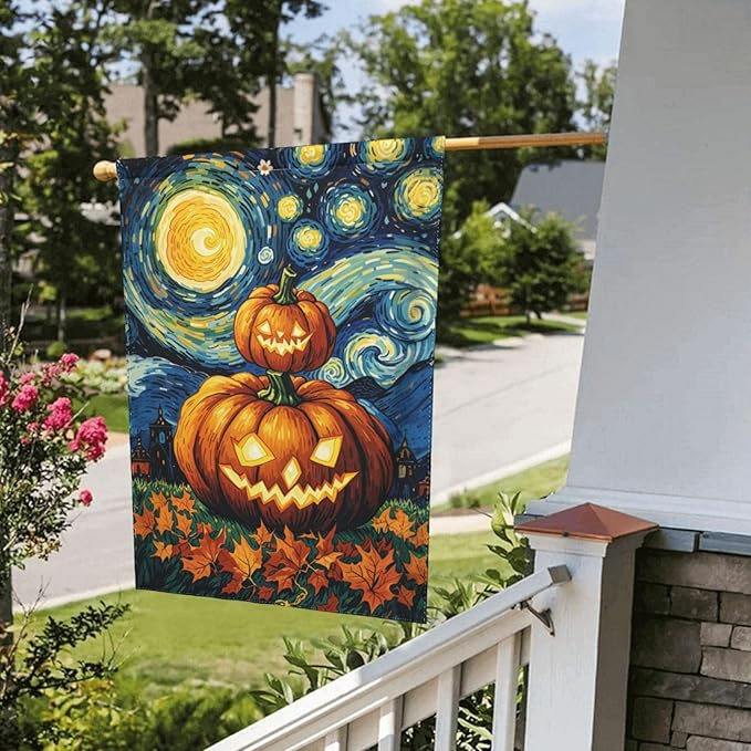 Halloween Scary Pumpkin Garden Flag for Fall Festival Porch Patio Farmhouse Outdoor Yard Decoration Vertical Double Sided Burlap 12.5 x 18 Inch