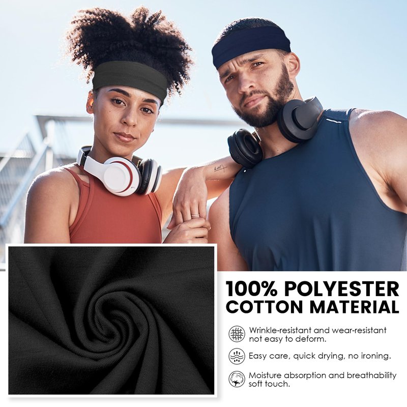 10 PCS Headbands for Women - Fashion Non Slip Headbands for Women and Men Perfect for Sports and Outdoor Activities in Summer, Including Running, Yoga, Cycling, Gym Workouts