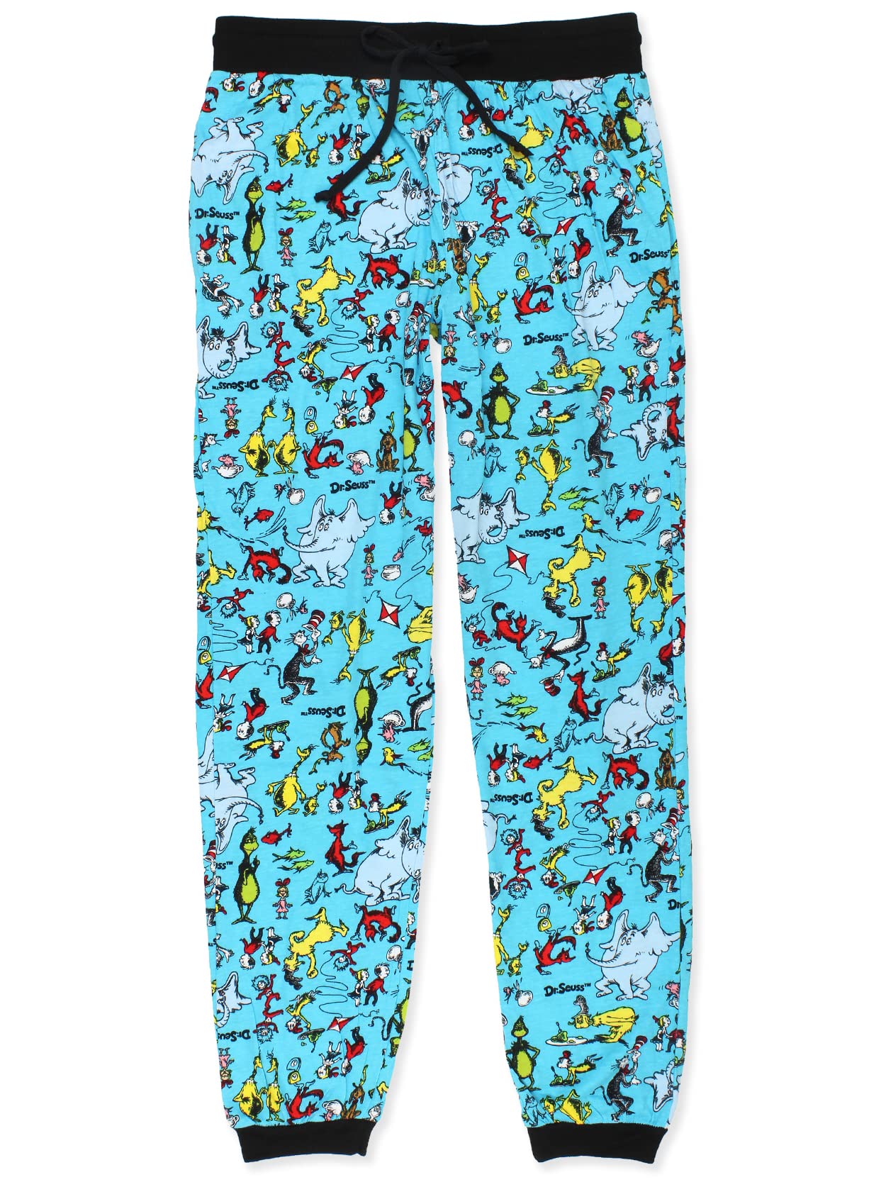 Dr. Seuss Characters Grinch Cat in the Hat Mens Holiday Jogger Pajama Pant (Medium, Blue)