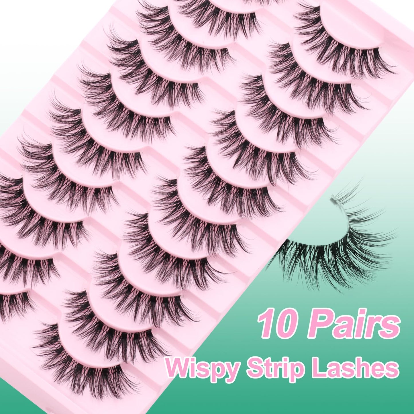 False Eyelashes Fluffy Look Strip Lashes Mink Wispy Fake Lashes Charming Fake Eyelashes By GEMERRY, 10 Pairs