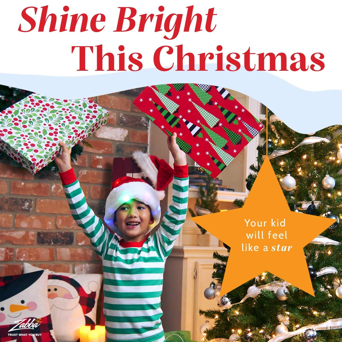 Winks Novelty Funny Light Up Santa Hat with Blinking Color-Changing LED Lights - Soft Plush Faux Fur Hat for Adults and Kids (1 Hat)