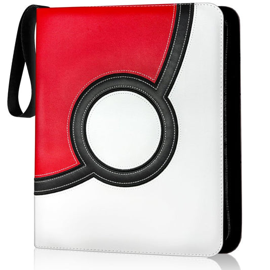 Anime Inspired Trading Card Binder with PU Leather Cover, Zipper & Handle, 9 Pocket Double Sided Pages Fits 900 Cards, 3 Ring Collector Binder for Standard Size Cards, 13"x10.5"x1.8"