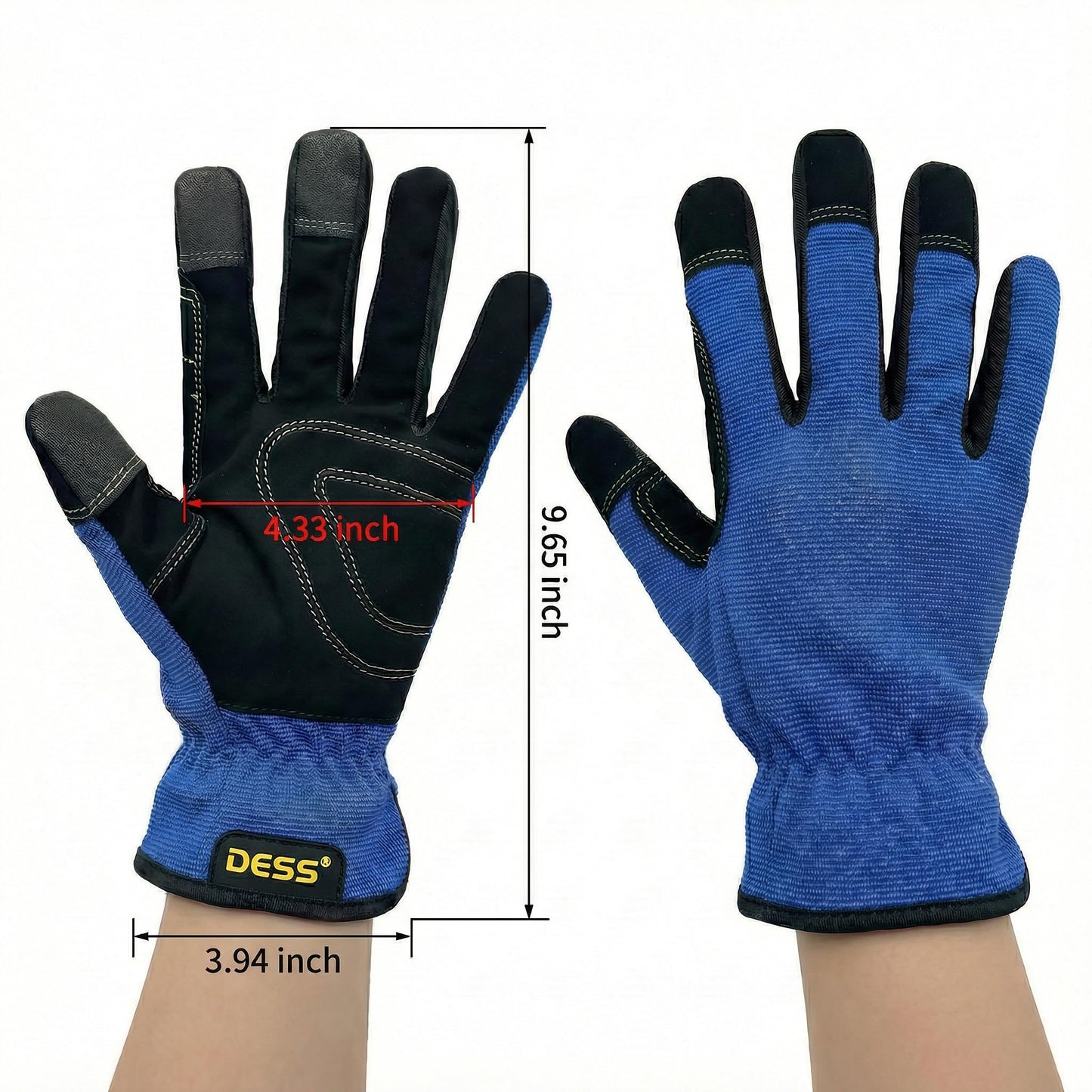 NL HOME 3-Finger Touchscreen Mechanic Work Gloves, Durable Palm