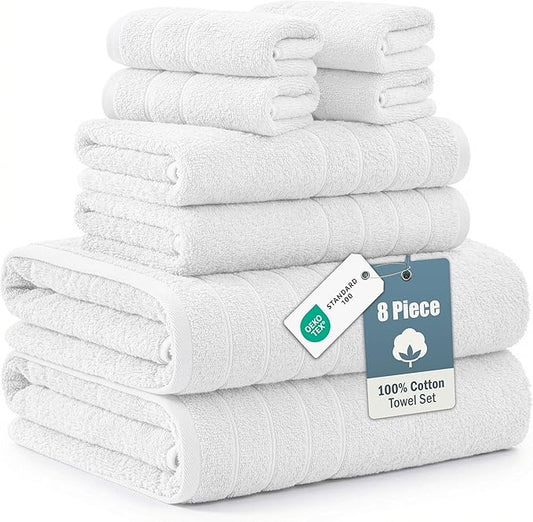 Casa Platino 100% Cotton Luxury Bath Towel Set 8 Pieces