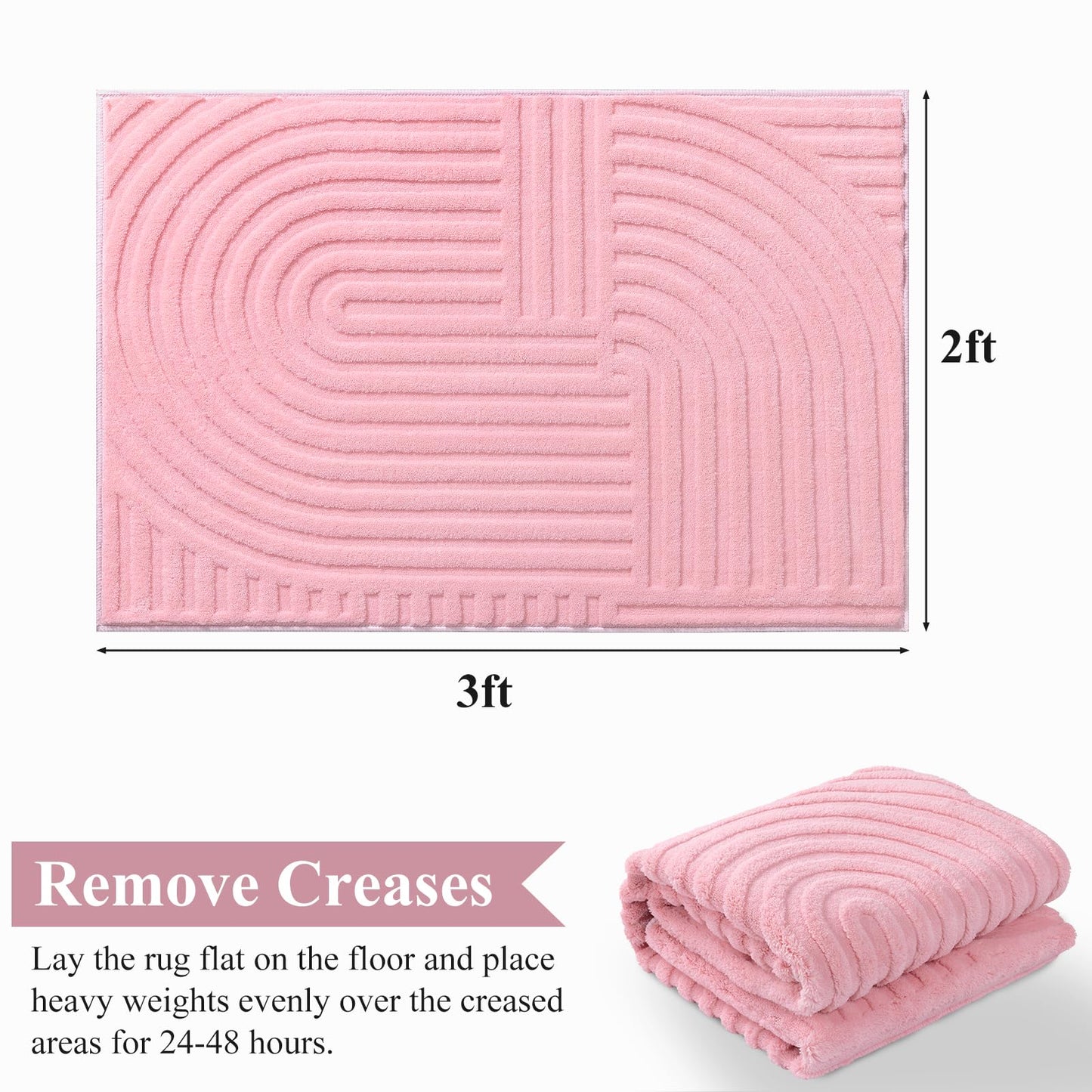 Pauwer Pink Area Rug for Girls Bedroom 2x3 Soft Fluffy Non Slip Machine Washable Rugs Arch Modern Indoor Mat Fuzzy Floor Carpet for Kids Nursery Living Room Dorm Playroom Dining Baby Home Decor