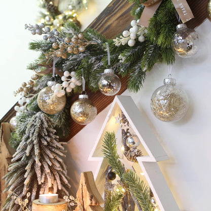 Sea Team Multi-Size Shatterproof Clear Plastic Christmas Ball Ornaments, Pendants, Drops, Finials, Decorative Xmas Tree Baubles Set with Stuffed Delicate Decorations (32 Counts, Champagne)