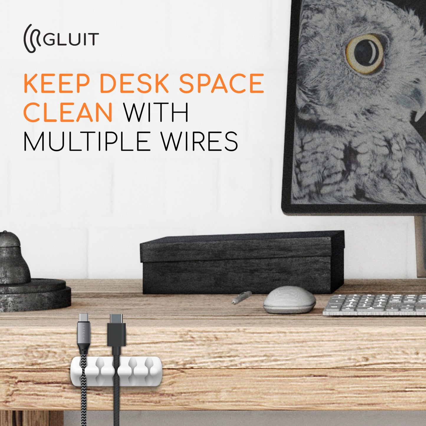 GLUIT Adhesive Desktop Cable Organizer Versatile Cord Holders Wire Clips and Cable Holder Cord Organizer for Desk Table Accessories Office Spaces New White 5 Pack