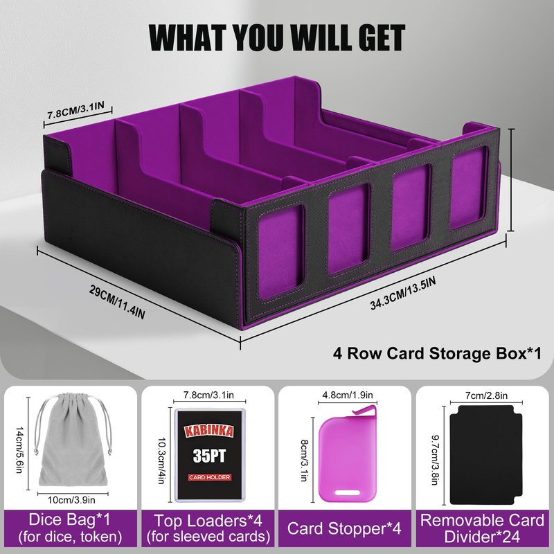 Kabinka Card Storage Box with Commander Display, 5-Row 3900+ Card Deck Box for MTG Sports Cards