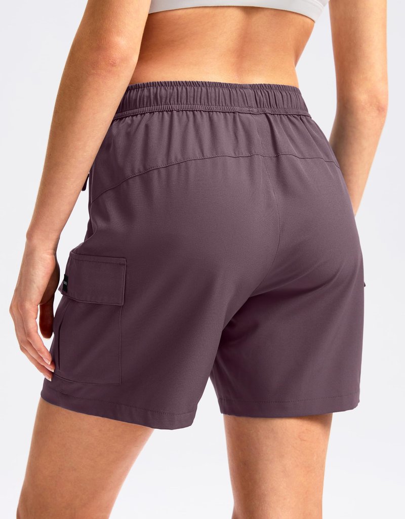 SANTINY Women's 5''/ 7''/9'' Hiking Cargo Shorts Quick Dry Lightweight Summer Shorts for Women Athletic Golf Zipper Pockets(Dusty Purple_XL)