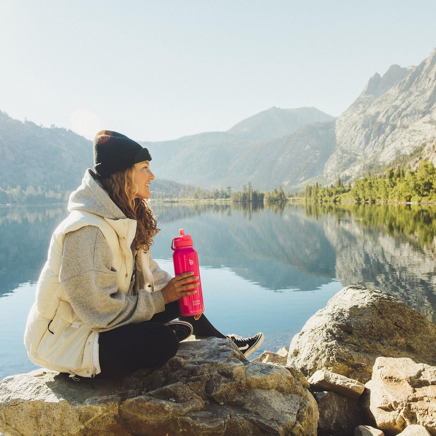 BOTTLE BOTTLE 40 oz sports water bottle stainless steel insulated water bottle with straw and pills holder (hot pink)