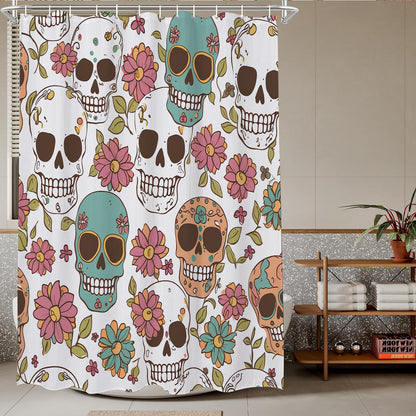 TheBlackSpot Gothic Floral Halloween Shower Curtain Sets Bath Curtains Horror Decor Sets Grommet with Hooks 72 x 72 inches