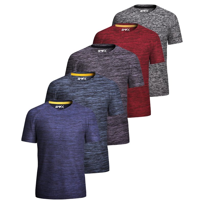 [5 Pack] Men’s Workout Short Sleeve Dry Fit T Shirts Quick Dry Active Athletic Crewneck Running Gym Moisture Wicking Tee Tops