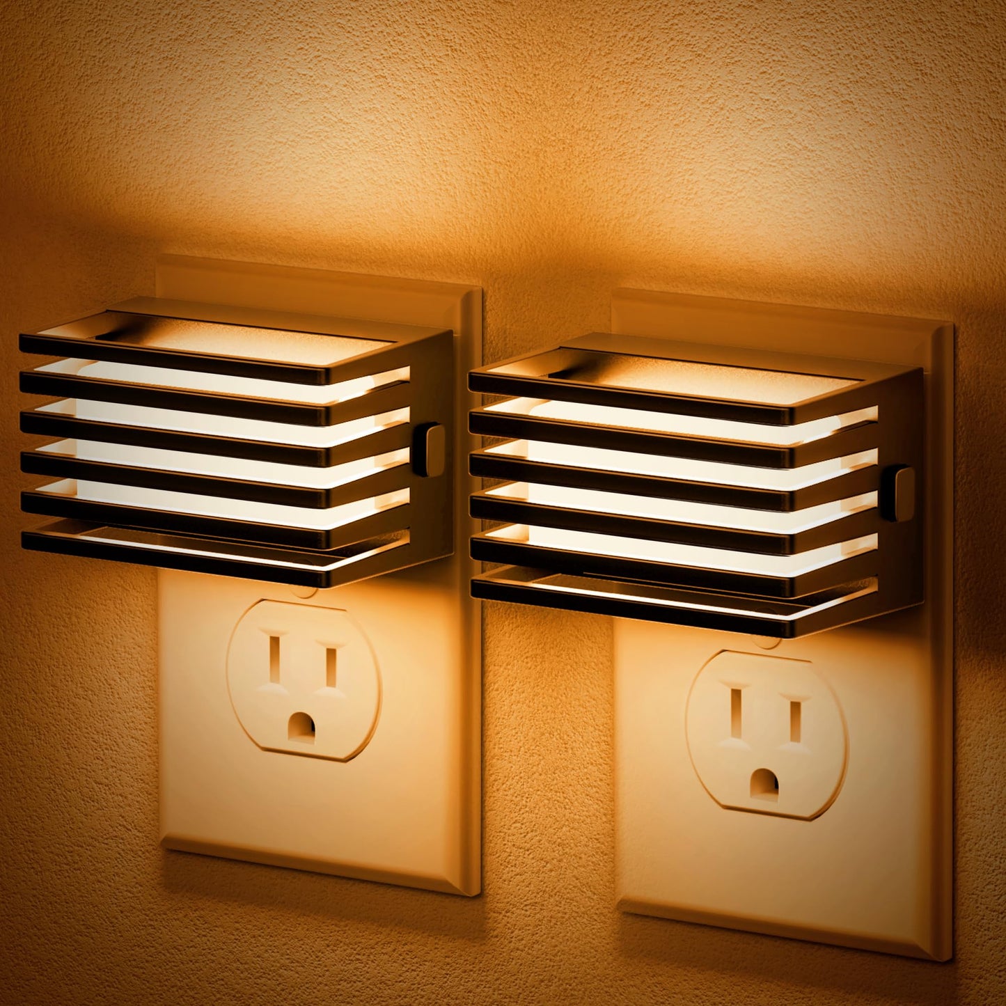 JandCase LED Night Light, [2 Pack] Night Lights Plug into Wall with Dusk to Dawn Sensor, Dimmable Plug in Night Light, Adjustable Brightness, 3000K Soft White Nightlight for Bedroom Bathroom Hallway