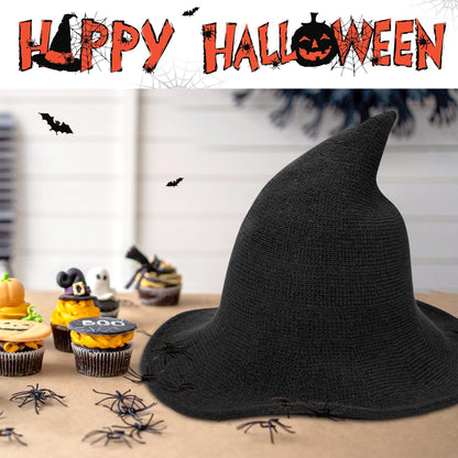 Edoneery Halloween Witch Hat for Women Wide Brim Foldable Pointed Cap for Halloween Party Costume Accessory