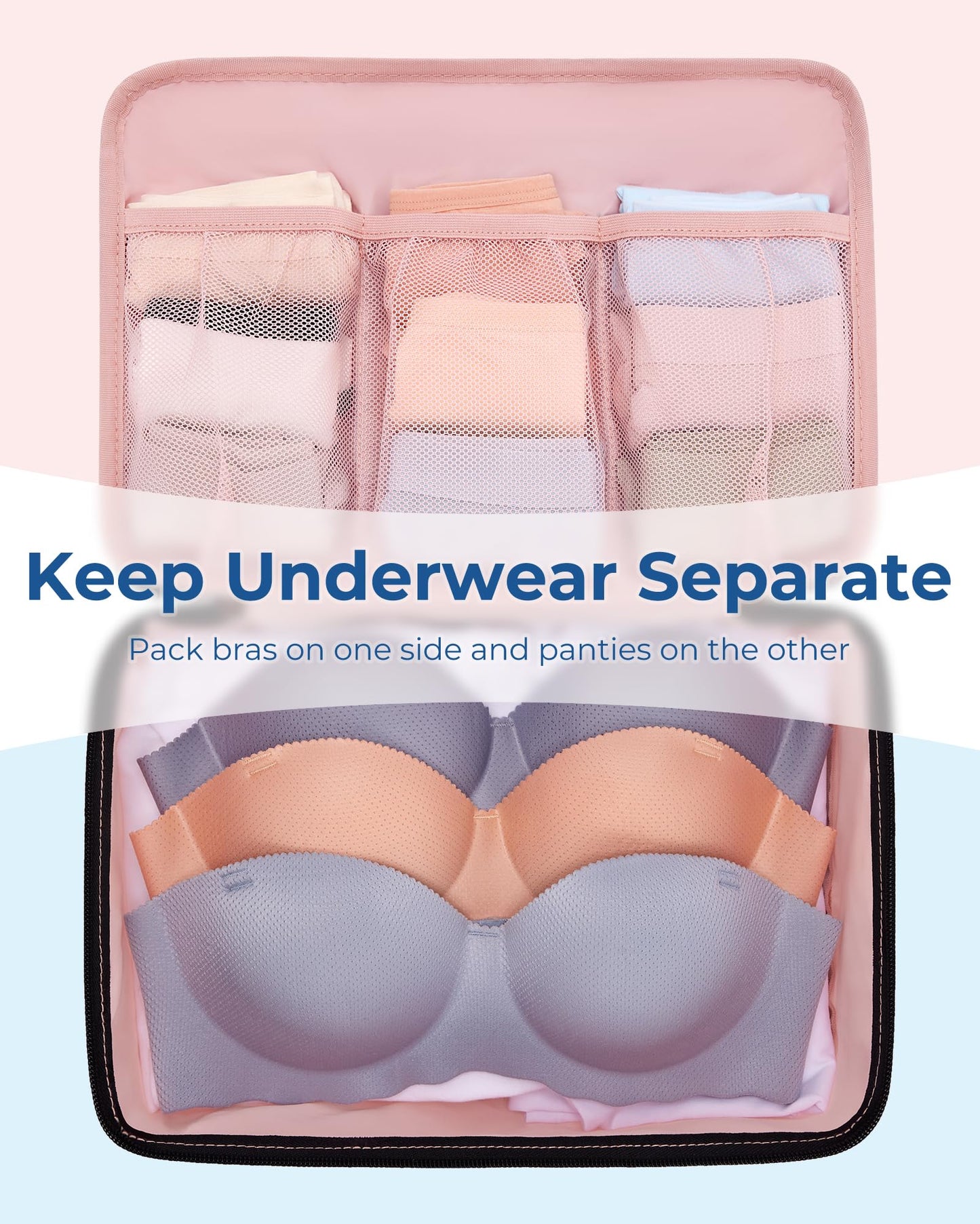 BAGSMART Compression Packing Cubes, 6 PCS Packing Cubes for Suitcases, Travel Bags Organizer for Luggage, Lightweight Packing Cube for Travel Essentials, Pink