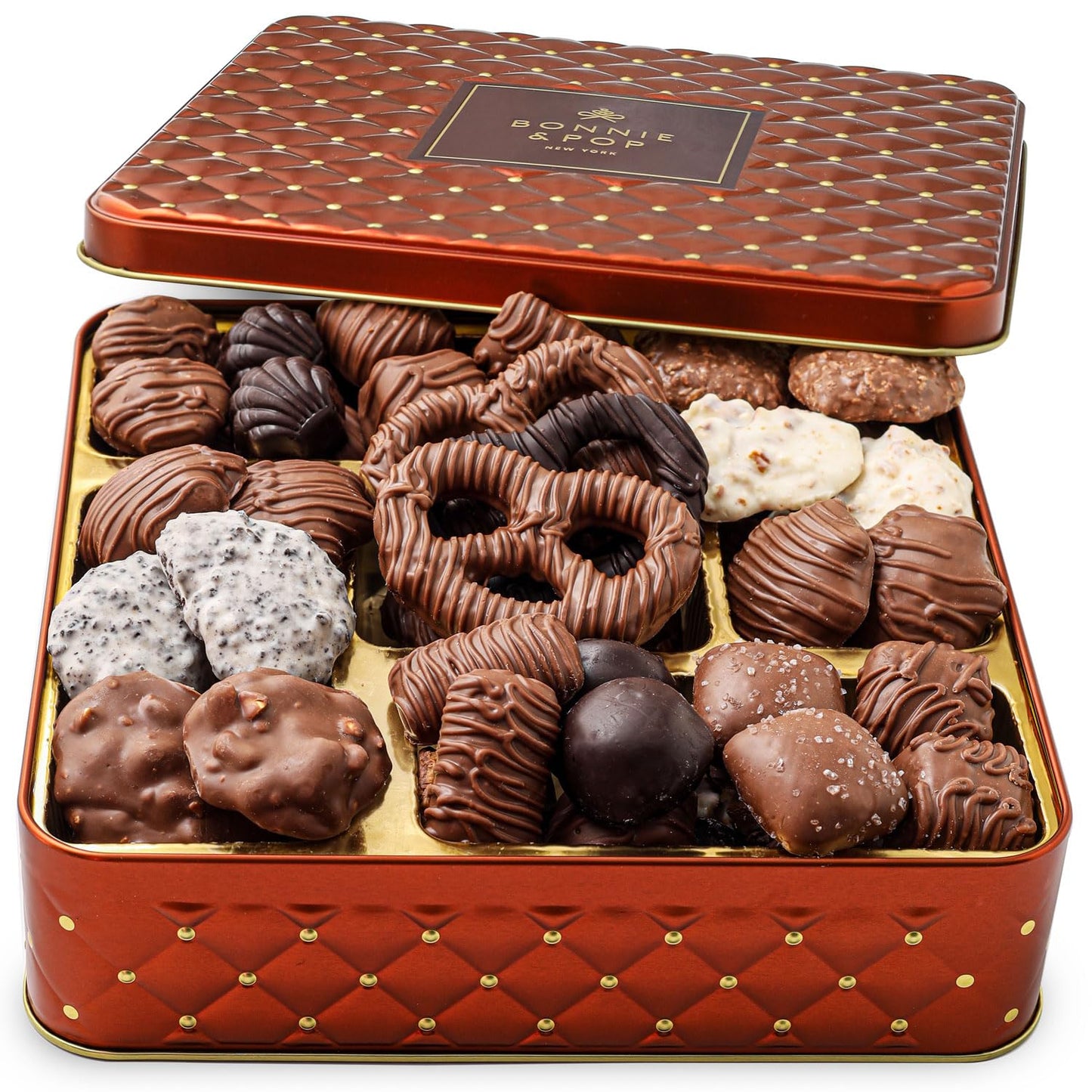 Valentines Day Chocolate Gift Basket, Food Gifts Arrangement Platter, Gourmet Snack Box, For Her, Wife, Spouse, Girlfriend, Romatic, Lover, Mom- Bonnie & Pop