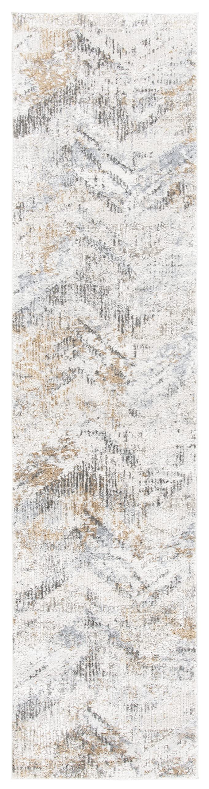 SAFAVIEH Princeton Collection Runner Rug - 2' x 8', Ivory & Grey, Boho Tribal Distressed Viscose Design, Ideal for High Traffic Areas in Living Room, Bedroom (PRN535A)
