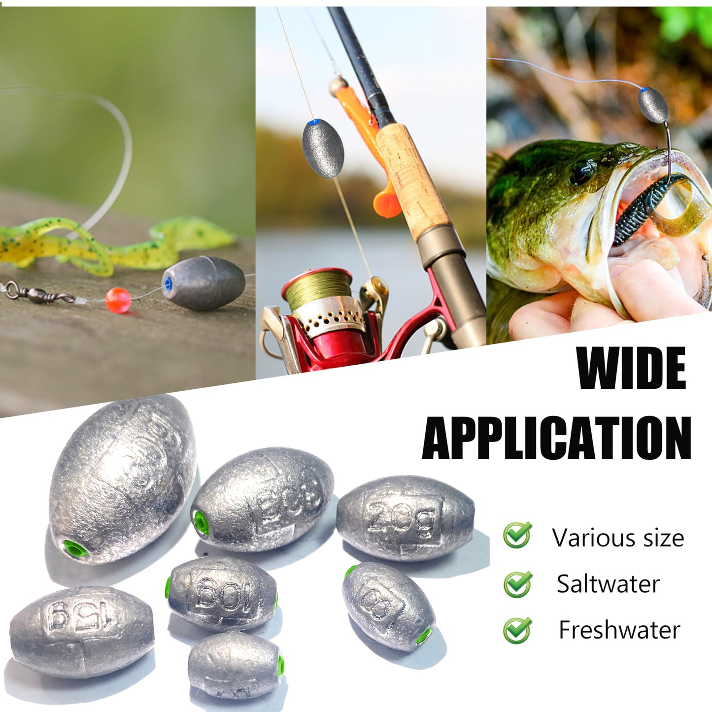 48PCS Egg Weights Egg Fishing Sinkers Lead Weights Catfish Weights Slide Sinkers for Fishing Line Assortment