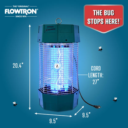 Flowtron Electric Bug Zapper 2 Acres Outdoor Insect Control with Dual Lure Method, 120W UV Light & Octenol Attractant for Fly & Mosquito, 5600V Kill Grid, Made in USA