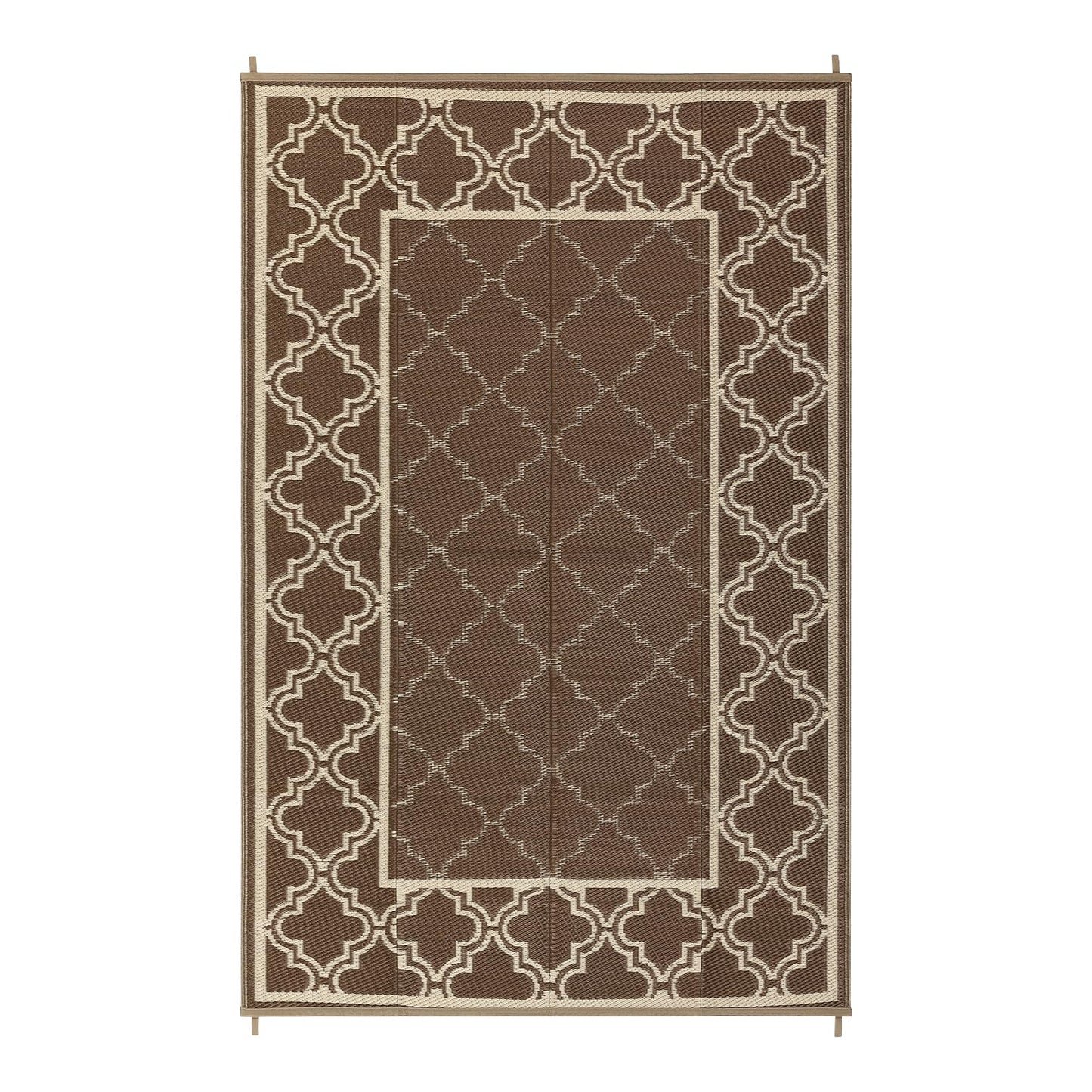 Garvee Reversible Outdoor Rug 5x8, Waterproof Outdoor Plastic Straw Rug with Interlacing Pattern, RV Mat for Picnics, Patio, Camping, Balcony, Deck, Backyard, Porch, Brown