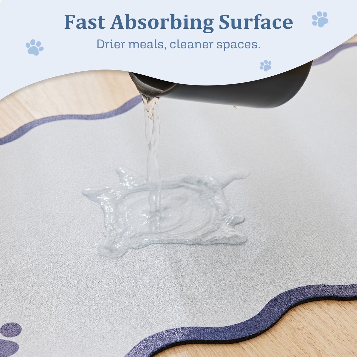 Ralxion Scalloped Dog Feeding Mat, Absorbent Mats for Dog Food and Water Bowl, Dispenser, Feeder, Trendy Cute Aesthetic Pet Placemat for Dogs, Cats, Puppy Accessories Navy Blue, 12" x 19"